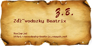 Závodszky Beatrix névjegykártya